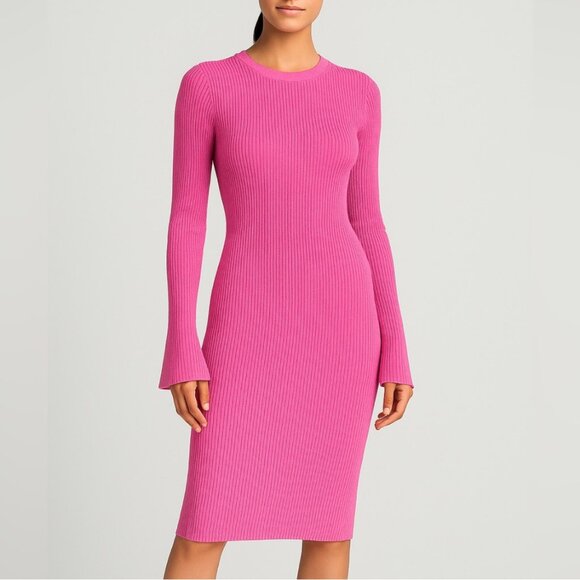 NWT - Womens Elegant Pink Gianni Bini Ribbed Sweater Dress for Fall Sz XL - Picture 1 of 5